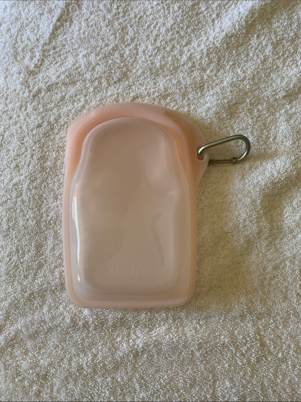 Stasher Silicone Pink Case with Carabiner.